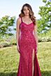 Mori Lee 49176 High Slit Two Strap Sequin Dress