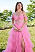 Mori Lee 49181 Layered Skirt Floral Corset Dress