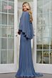 Marsoni MV1338 Cape Sleeve Peplum Chiffon Dress