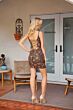 Primavera Couture 4209 Plunging Neckline Lace-Up Dress