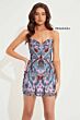Primavera Couture 4256 Plunging Neckline Multicolor Dress
