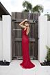 Primavera Couture 12192 V-Neck Beaded High Slit Dress