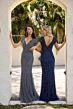 Primavera Couture 13133 V-Neck Beaded Slim Flare Dress