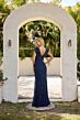 Primavera Couture 13133 V-Neck Beaded Slim Flare Dress