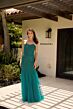 Primavera Couture 13145 Sweetheart Neck Sheer Capelet Dress