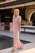 Primavera Couture 13147 Short Sleeve Beaded V-Neck Dress