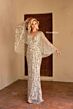Primavera Couture 13149 Sheer Cape Sleeve V-Neck Dress