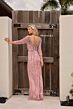 Primavera Couture 13156 Beaded Three Quarter Sleeve V-Neck Dress