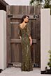 Primavera Couture 13156 Beaded Three Quarter Sleeve V-Neck Dress