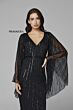 Primavera Couture 3672 Angel Sleeve Beaded V-Neck Dress