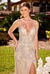 Primavera Couture 12201 High Slit Plunging Neck Beaded Dress