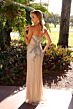 Primavera Couture 12201 High Slit Plunging Neck Beaded Dress