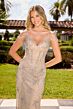 Primavera Couture 12202 Cold-Shoulder Beaded V-Neck Dress