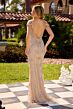 Primavera Couture 12202 Cold-Shoulder Beaded V-Neck Dress