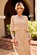 Primavera Couture 12207 Beaded Jewel Neck Flounce Top Dress