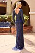 Primavera Couture 12208 Beaded Long Sleeve V-Neck Dress