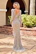 Primavera Couture 12208 Beaded Long Sleeve V-Neck Dress
