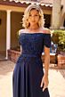 Primavera Couture 13164 Off-The-Shoulder Beaded Top Dress