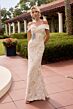 Primavera Couture 13174 Collared Off-The-Shoulder Jacquard Dress