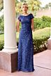 Primavera Couture 13177 Cowl Back Cap Sleeve Dress