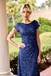 Primavera Couture 13177 Cowl Back Cap Sleeve Dress