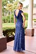 Primavera Couture 13177 Cowl Back Cap Sleeve Dress