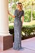 Primavera Couture 13179 Flutter Sleeve Bateau Neck Dress