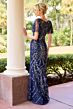 Primavera Couture 13179 Flutter Sleeve Bateau Neck Dress