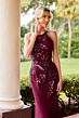 Primavera Couture 13180 Beaded Bodice Halter Neck Dress