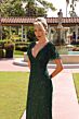 Primavera Couture 13184 V-Back Beaded Flutter Sleeve Dress