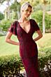 Primavera Couture 13184 V-Back Beaded Flutter Sleeve Dress
