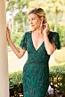 Primavera Couture 13184 V-Back Beaded Flutter Sleeve Dress