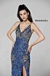 Primavera Couture 3211 Lace-Up Back Beaded V-Neck Dress