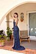 Primavera Couture 4303 Beaded Cross Back Scoop Neck Dress