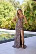 Primavera Couture 4313 Spaghetti Strap Beaded Plunging Neck Dress