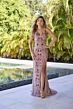 Primavera Couture 4313 Spaghetti Strap Beaded Plunging Neck Dress