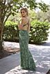 Primavera Couture 4316 High Slit Beaded Cross Back Dress