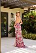Primavera Couture 4323 High Slit Beaded Floral Dress