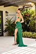 Primavera Couture 4324 Lace-Up Back Beaded V-Neck Dress