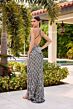 Primavera Couture 4326 Cross Back Beaded V-Neck Dress