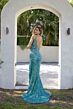 Primavera Couture 4333 V-Back High Slit Beaded Dress
