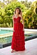Primavera Couture 4341 Tiered Ruffle Skirt Beaded Waist Dress