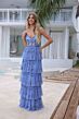 Primavera Couture 4341 Tiered Ruffle Skirt Beaded Waist Dress