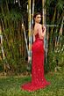 Primavera Couture 4351 Ruched Skirt High Slit Dress