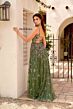 Primavera Couture 4353 Plunging V-Neck Floral A-Line Dress
