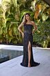 Primavera Couture 4358 Beaded Strapless Pleated Top Formal Gown