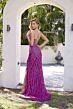 Primavera Couture 4363 Spaghetti Strap High Slit Beaded Dress