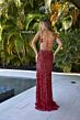 Primavera Couture 4370 High Slit Lace-Up Back Dress