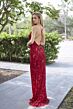 Primavera Couture 4371 Cross Back Spaghetti Strap Beaded Dress