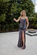Primavera Couture 4379 Beaded Cross Back Scoop Back Dress